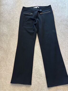Veronica Beard Black Boot-Cut Pants with Zip Pocket Detail